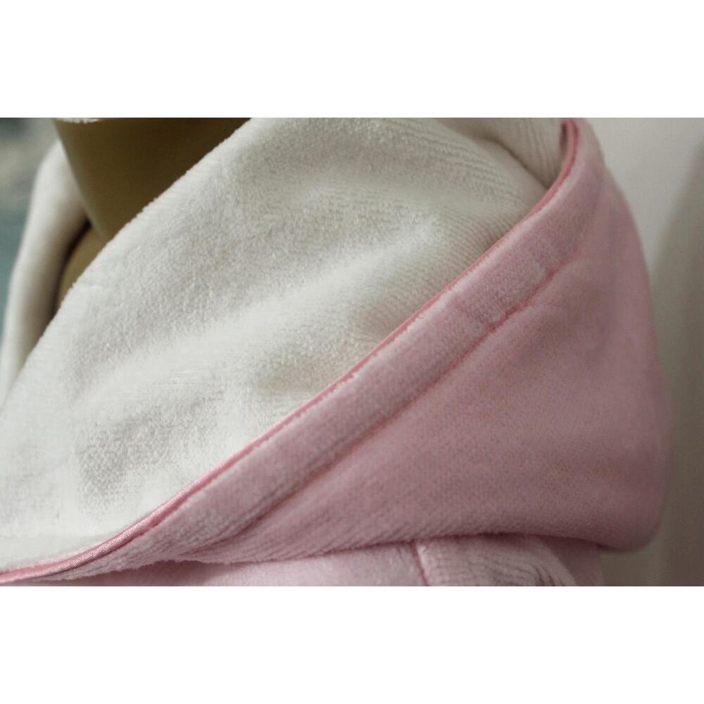 Kids Pink Bathrobe 100% Cotton Hooded Soft Lined Robe Cozy 7-9Y - Picture 2 of 6